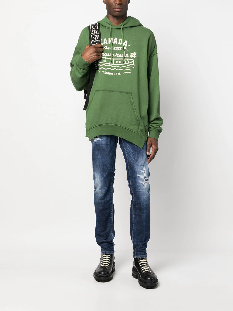 graphic-print verde cotton hoodie