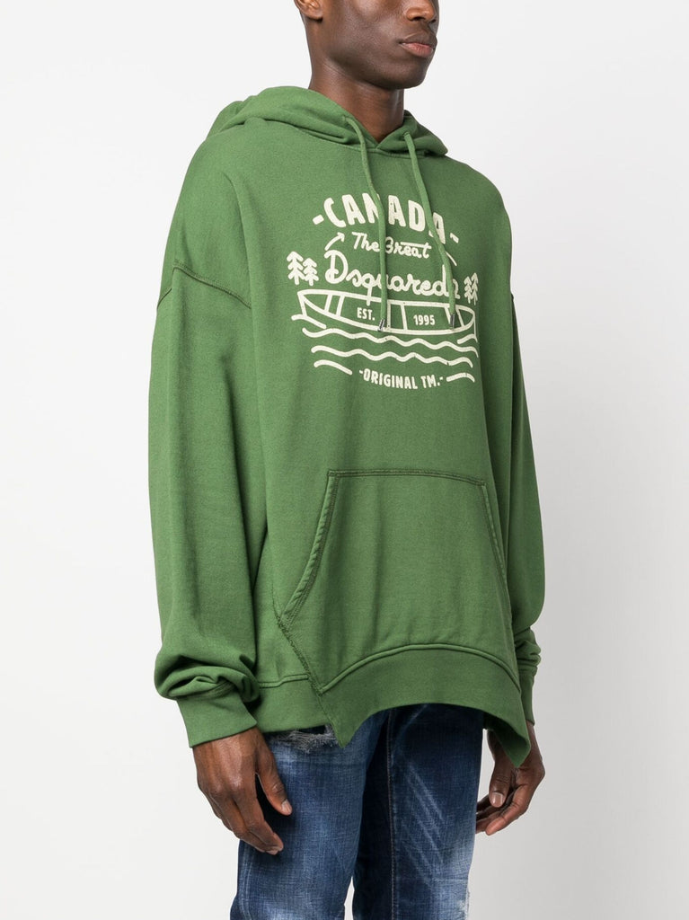 graphic-print verde cotton hoodie