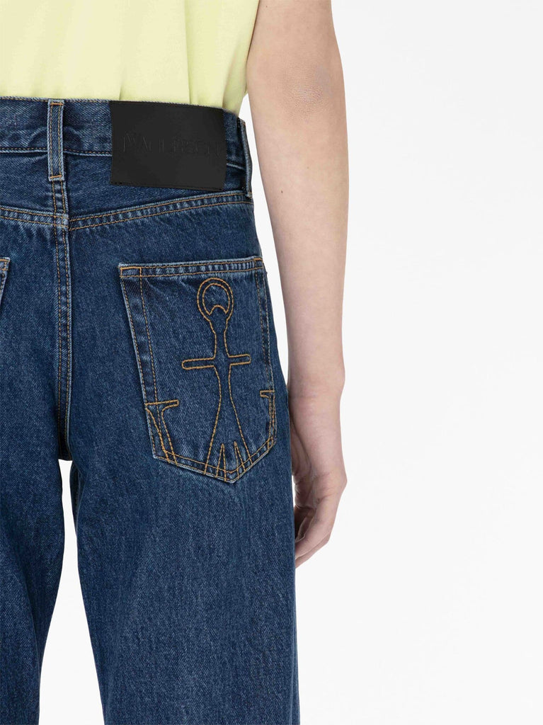high-rise straight-leg denim jeans