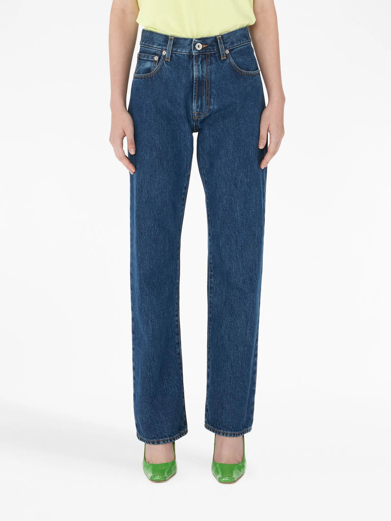 high-rise straight-leg denim jeans