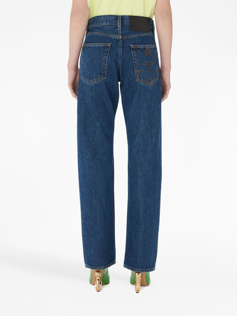 high-rise straight-leg denim jeans