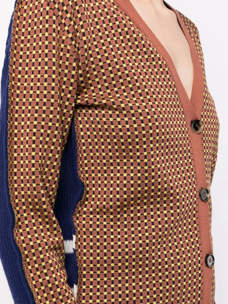graphic-print V-neck cardigan