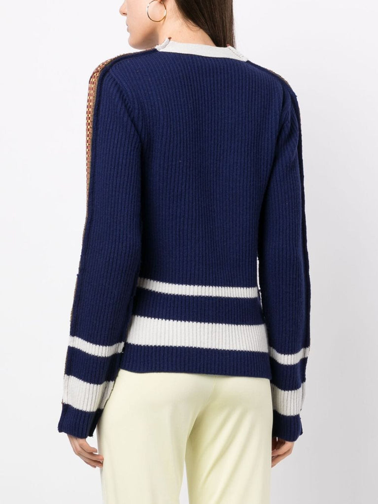 graphic-print V-neck cardigan