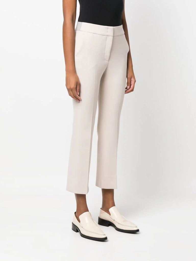 Beige Hose mit hoher Taille und geradem Bein