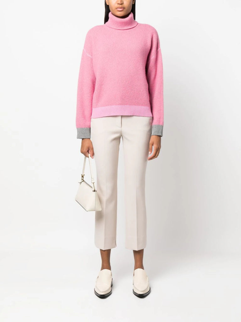 Beige Hose mit hoher Taille und geradem Bein