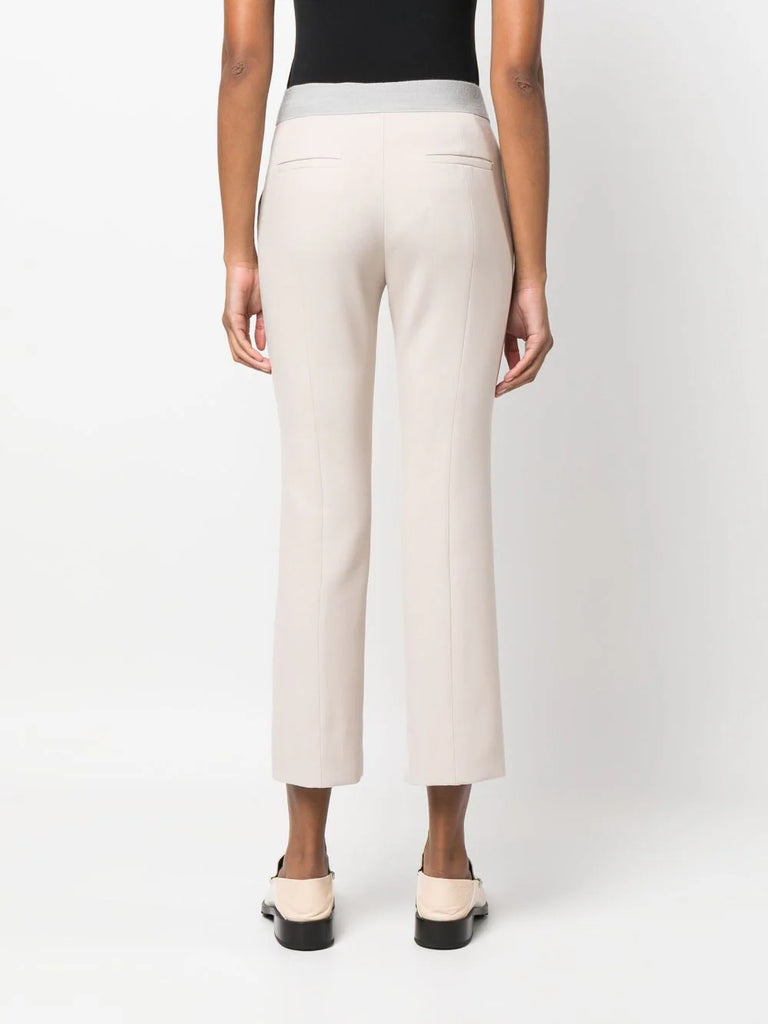 Beige Hose mit hoher Taille und geradem Bein