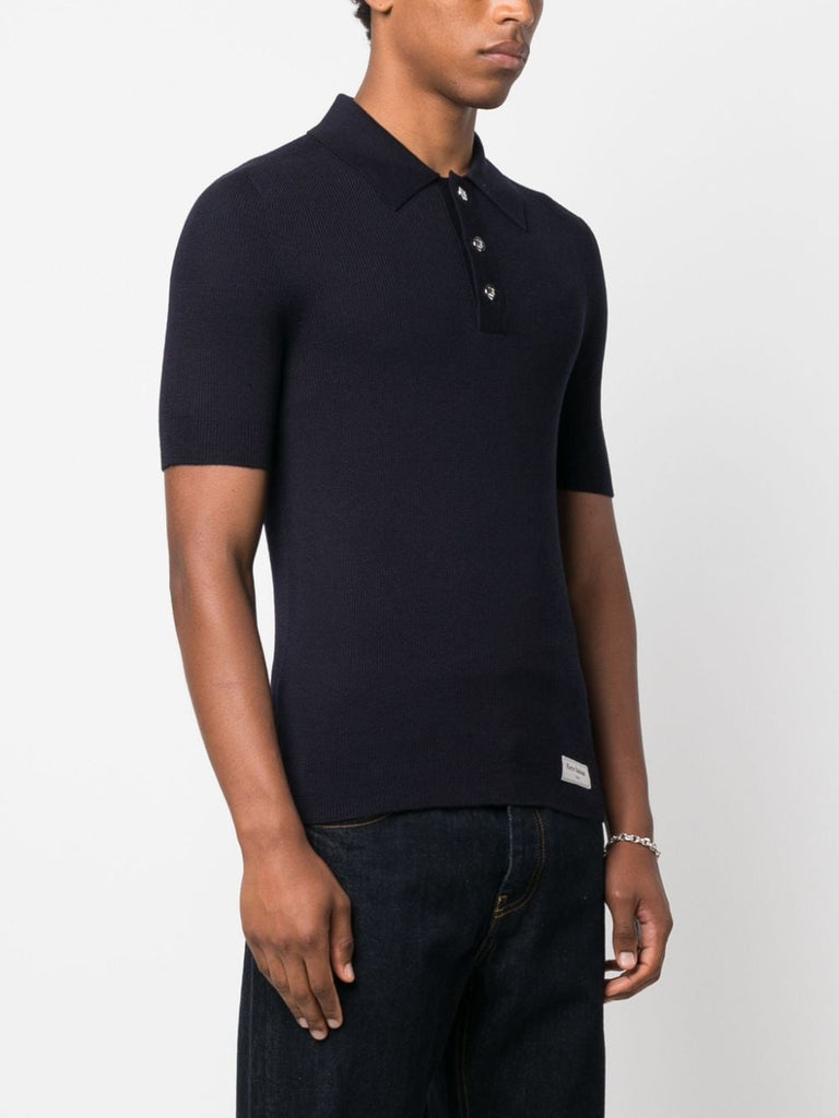 Logo-patch wool polo shirt