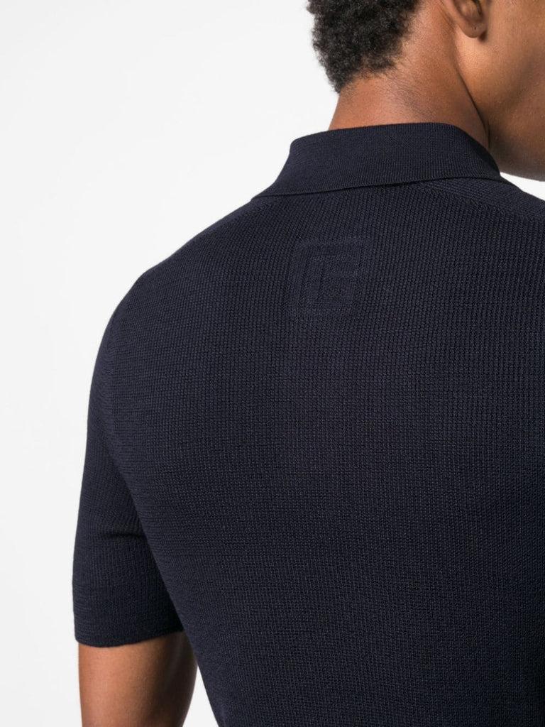 Logo-patch wool polo shirt