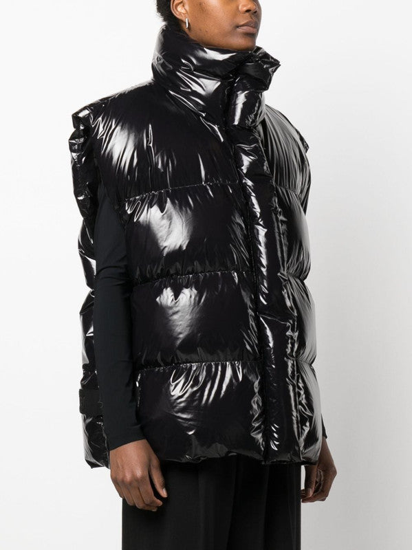Glossy padded zip-up gilet