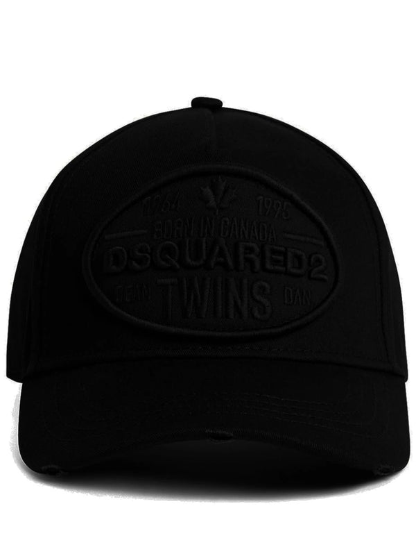 black logo-patch cotton baseball cap