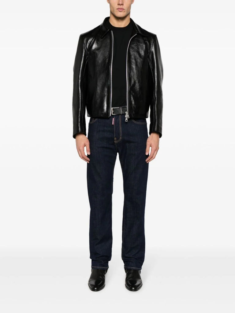 logo-patch slim-leg jeans