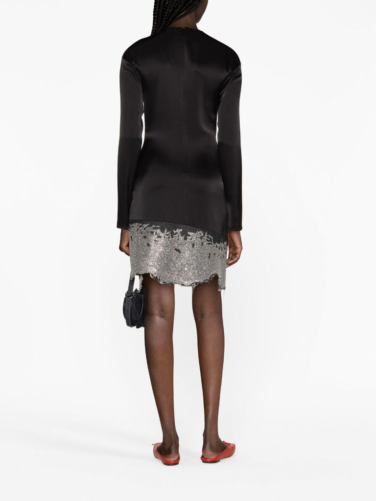 Glitter-embellished satin minidress