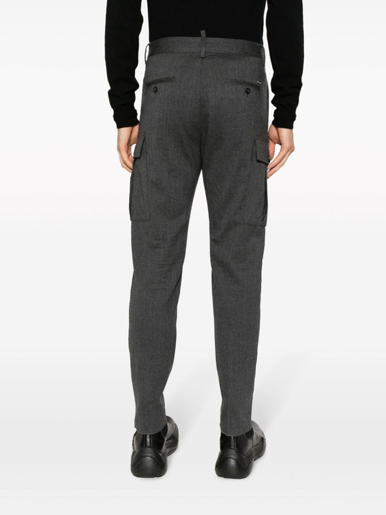 Mid-rise grey tapered-leg trousers