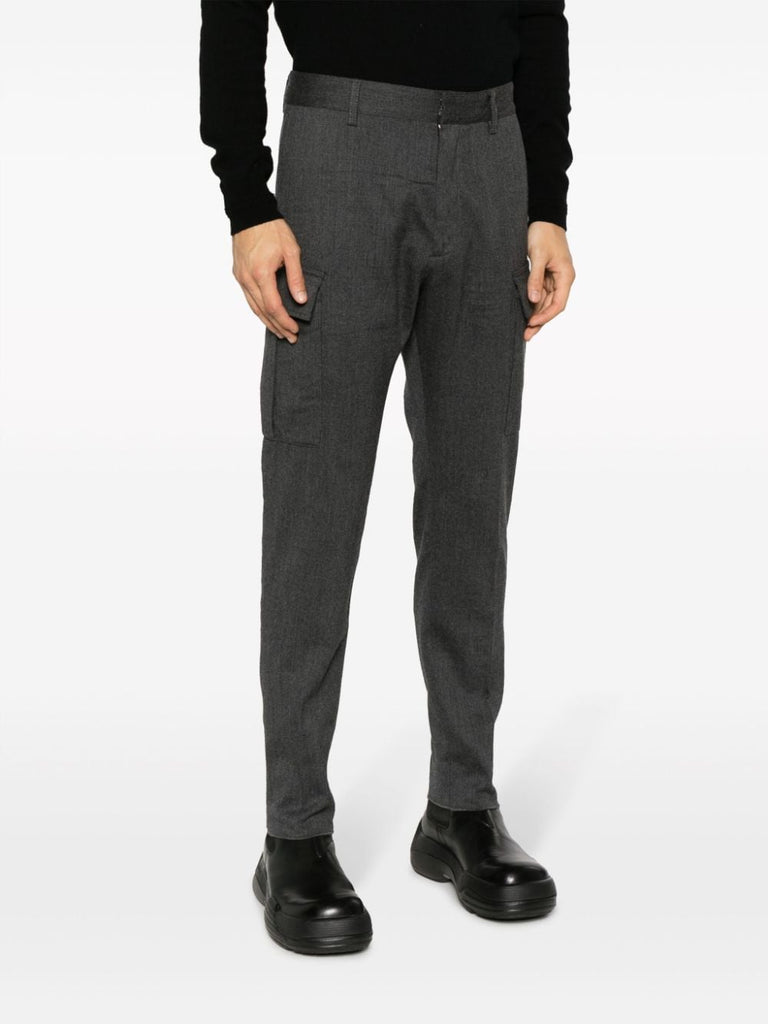 Mid-rise grey tapered-leg trousers
