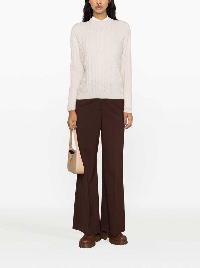 Rosa Strickpullover aus Wollmischung mit Zopfmuster