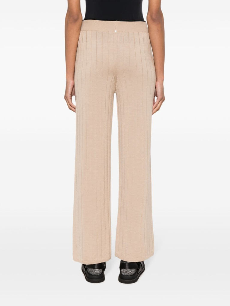Straight-leg ribbed-knit trousers