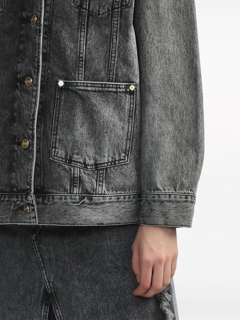 frayed-detail washed denim jacket