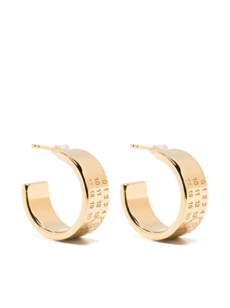numeric-engraved hoop earrings