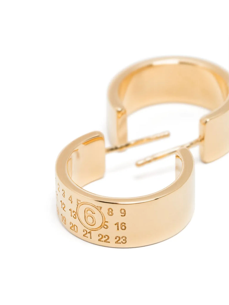 numeric-engraved hoop earrings
