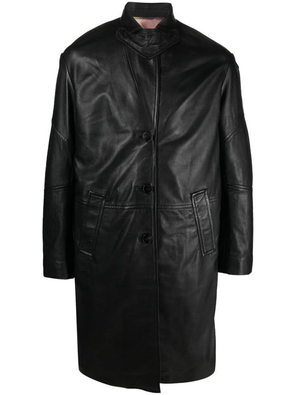 Macari buttoned leather coat