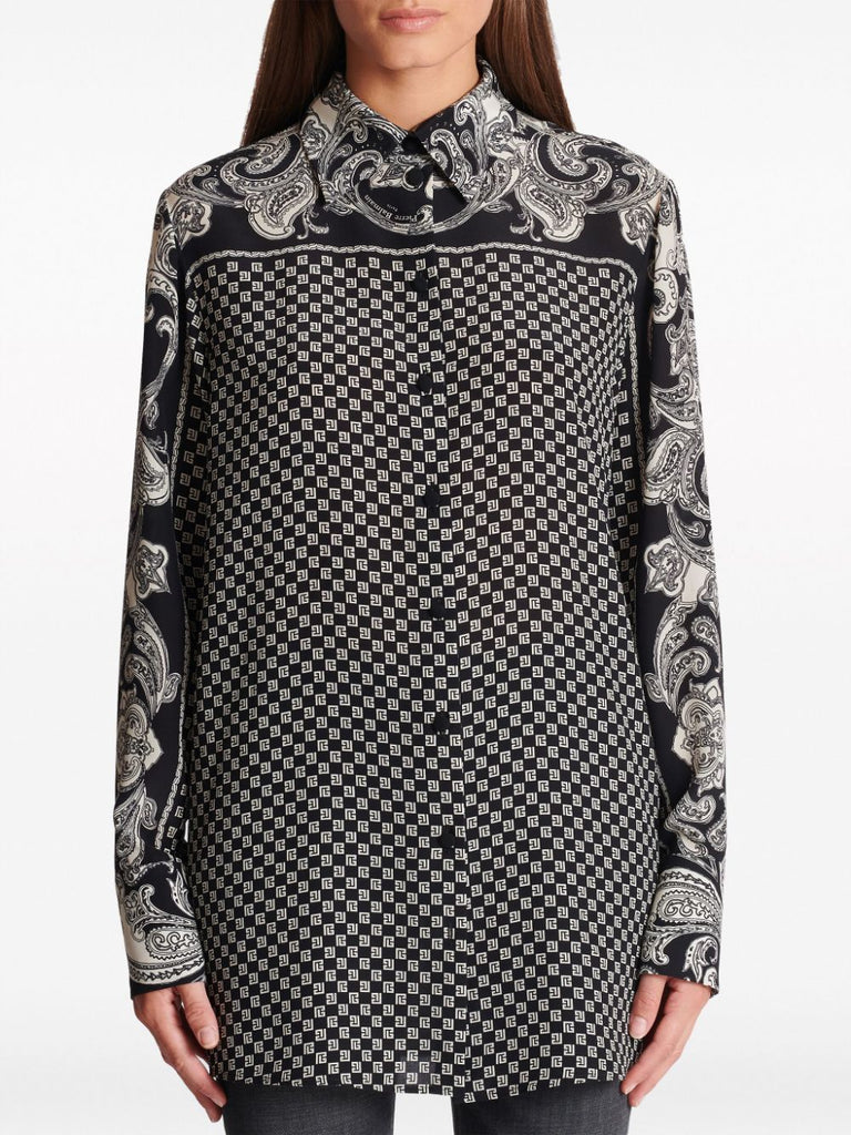 paisley-print silk shirt