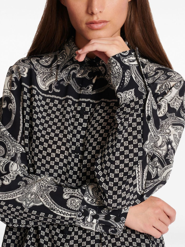 paisley-print silk shirt
