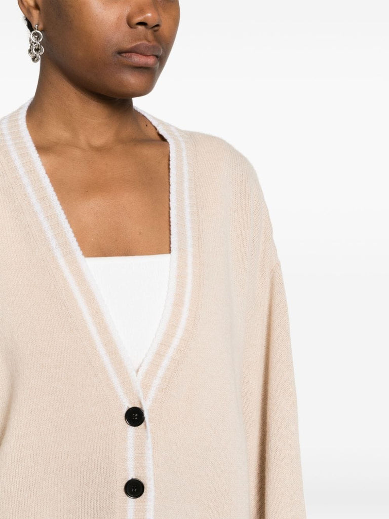 embroidered-logo cardigan
