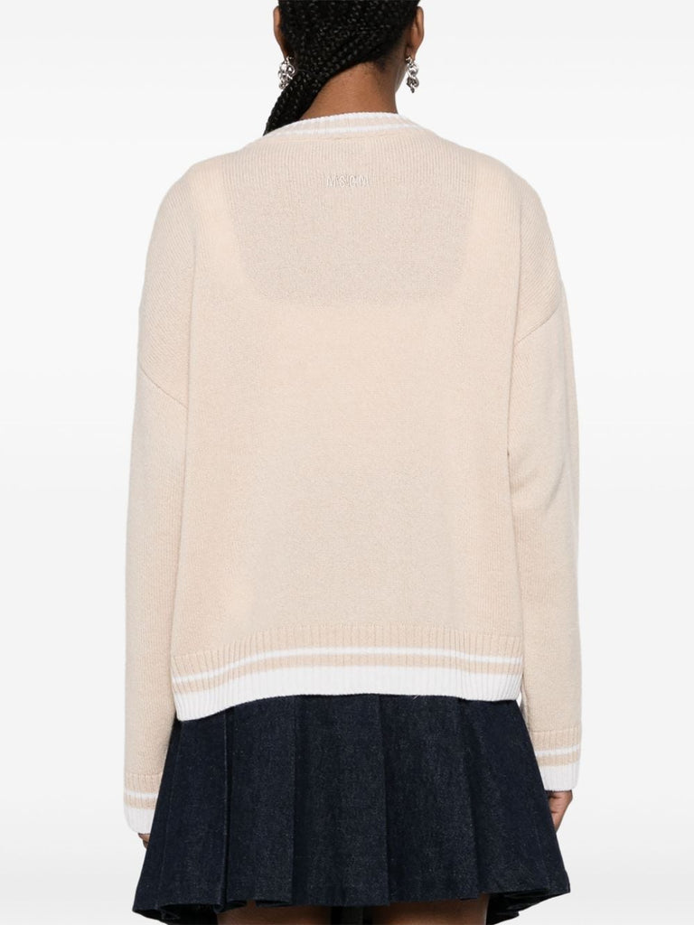 embroidered-logo cardigan
