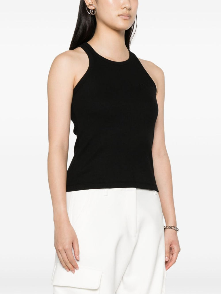 embroidered-logo ribbed tank top
