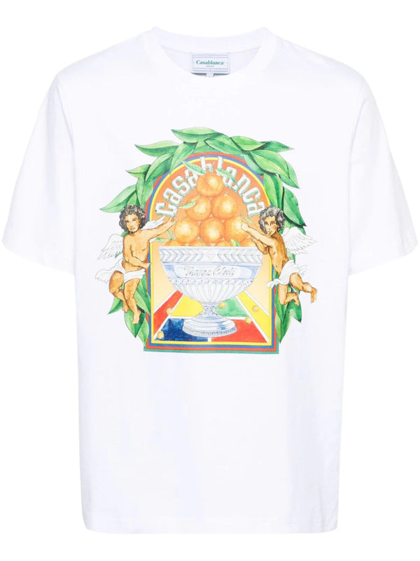 optical white logo-print organic cotton T-shirt