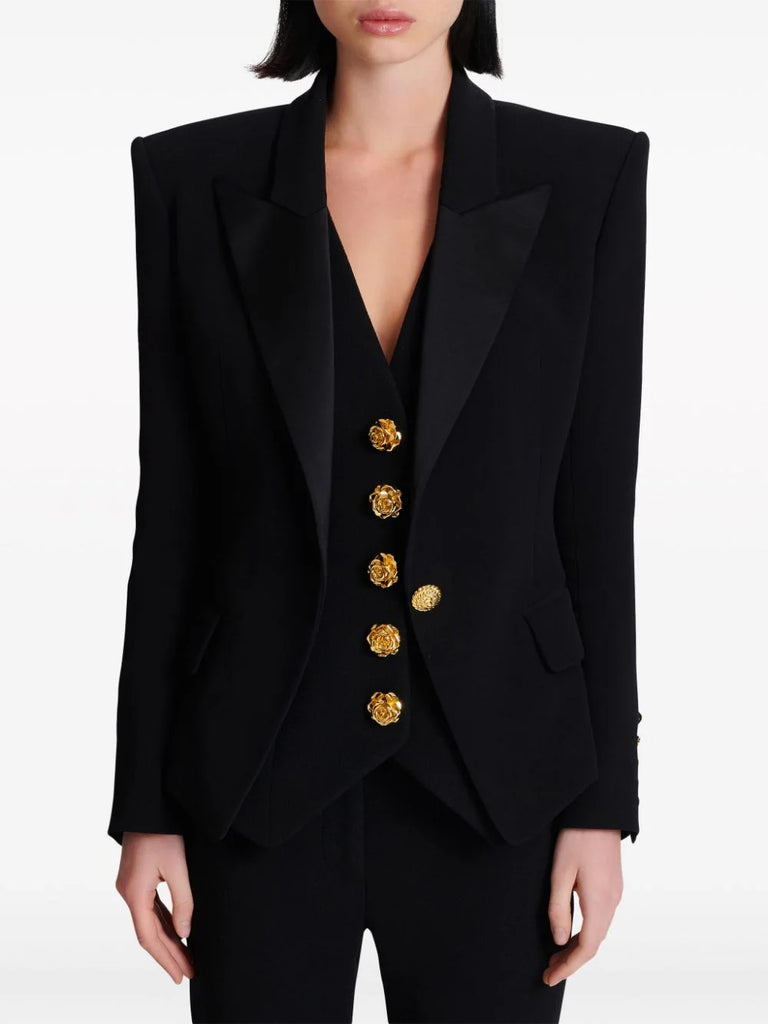 satin-lapel single-breasted blazer