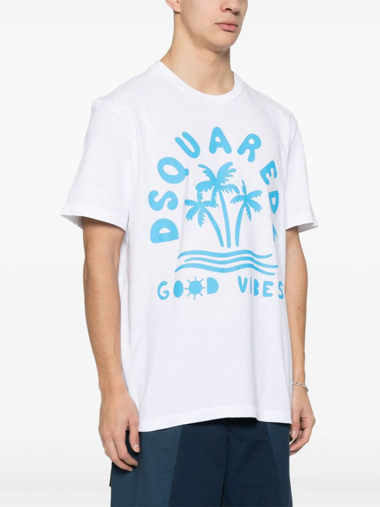 sky blue logo-print T-shirt