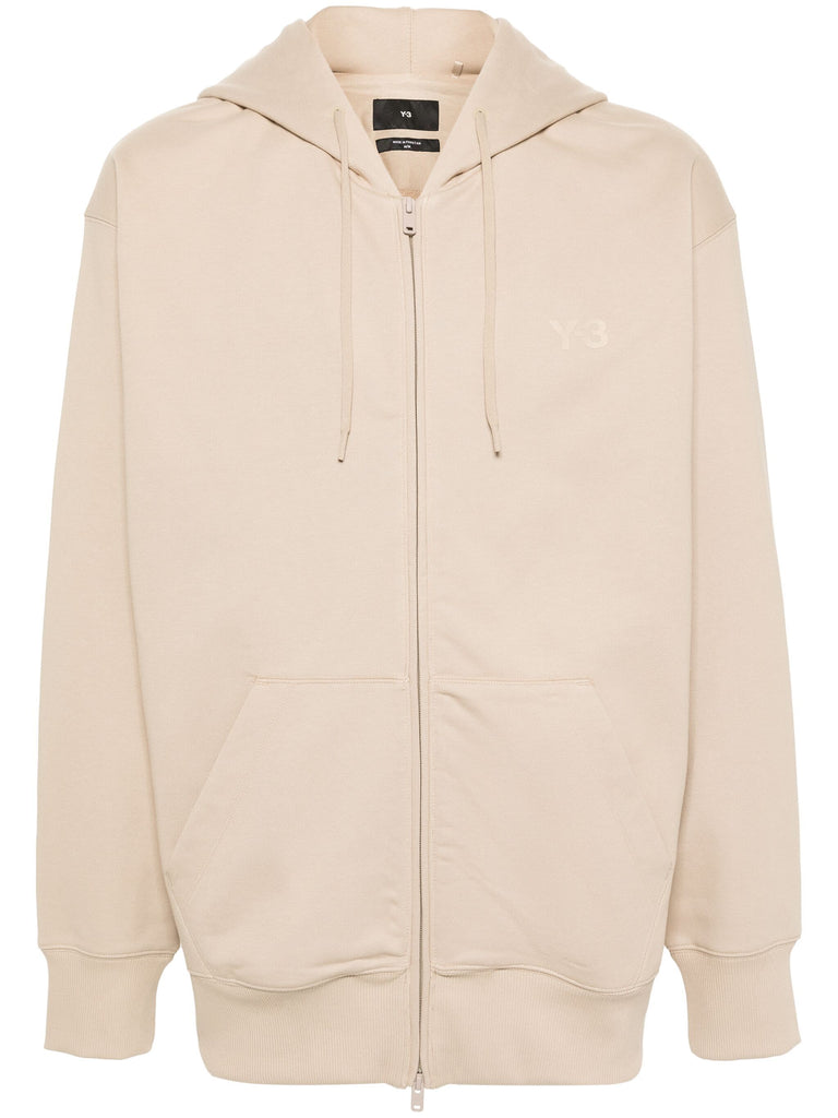 logo-print zip-up hoodie