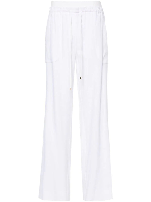layered-detail straight-leg trousers