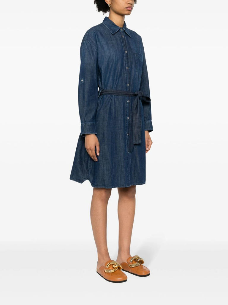 Midi-Jeanskleid mit Gürtel