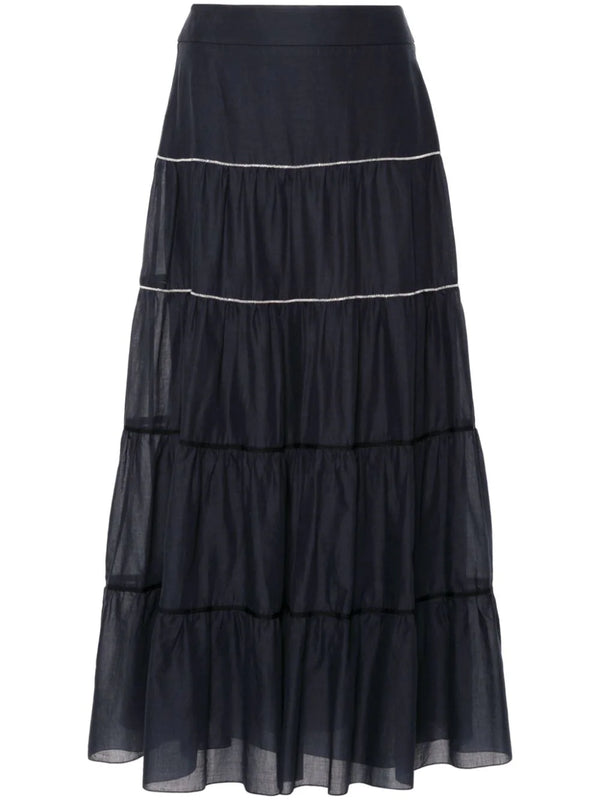 navy blue beaded maxi skirt