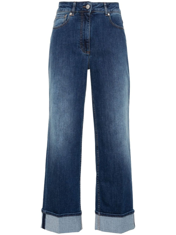high-rise straight-leg denim jeans
