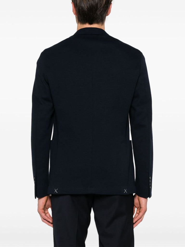 blue single-breasted cotton blazer