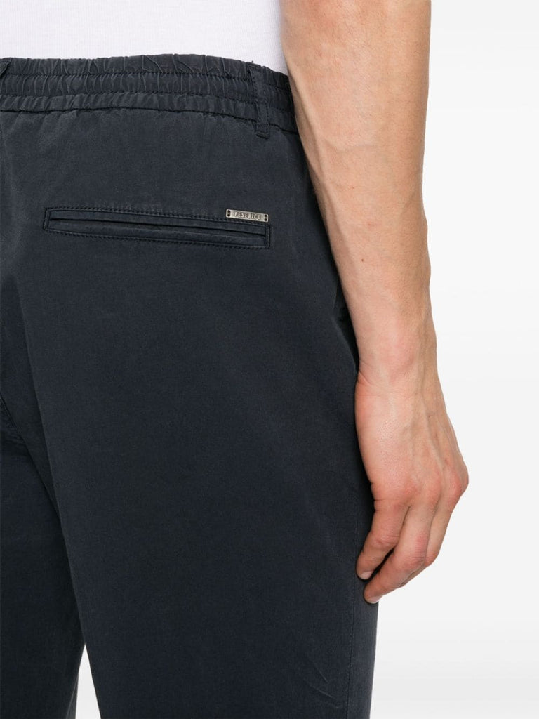 blue straight-leg trousers