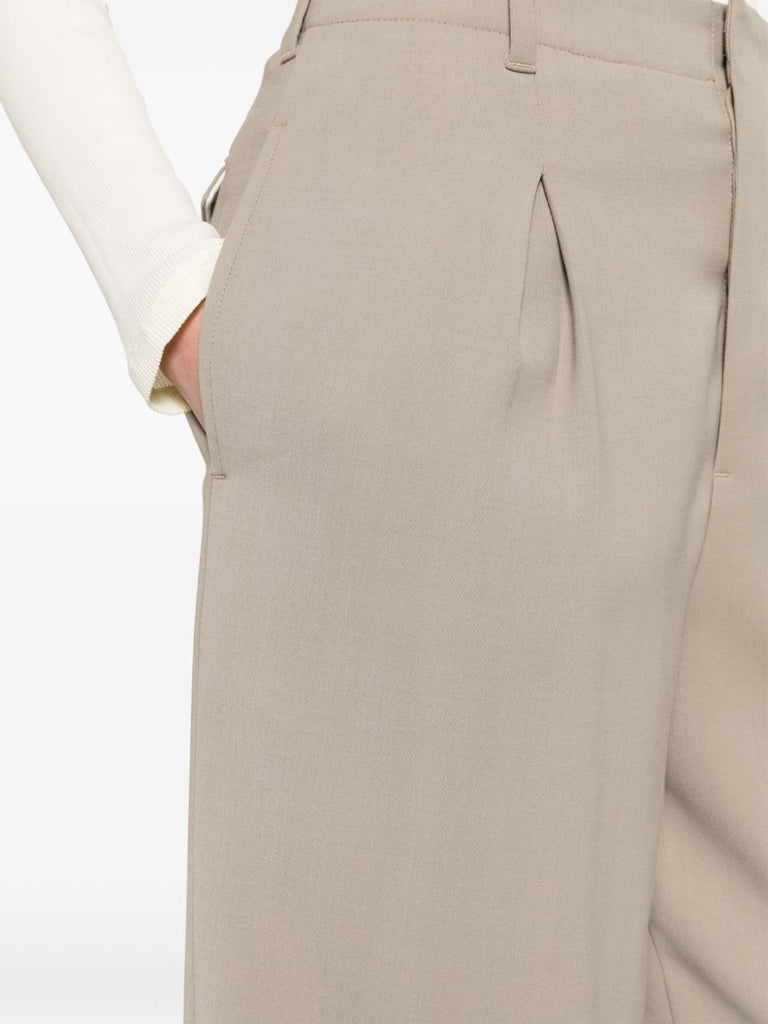 taupe brown tailored knee shorts