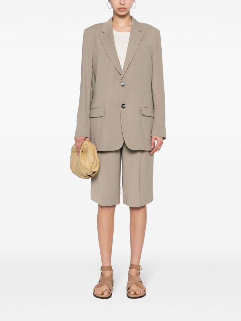 taupe brown tailored knee shorts