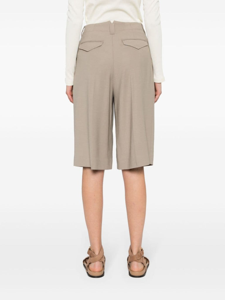 taupe brown tailored knee shorts