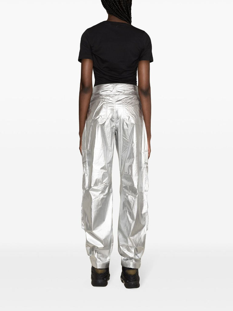 silver wide-leg cargo trousers