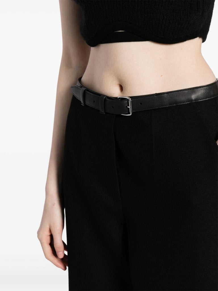 belted wool trousers
