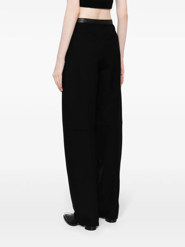 belted wool trousers