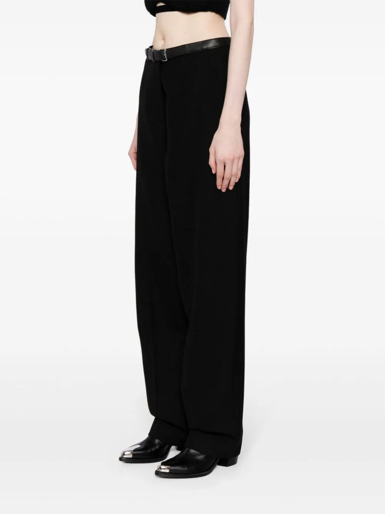belted wool trousers