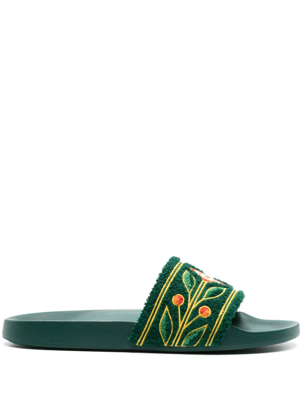 embroidered terry-cloth slides