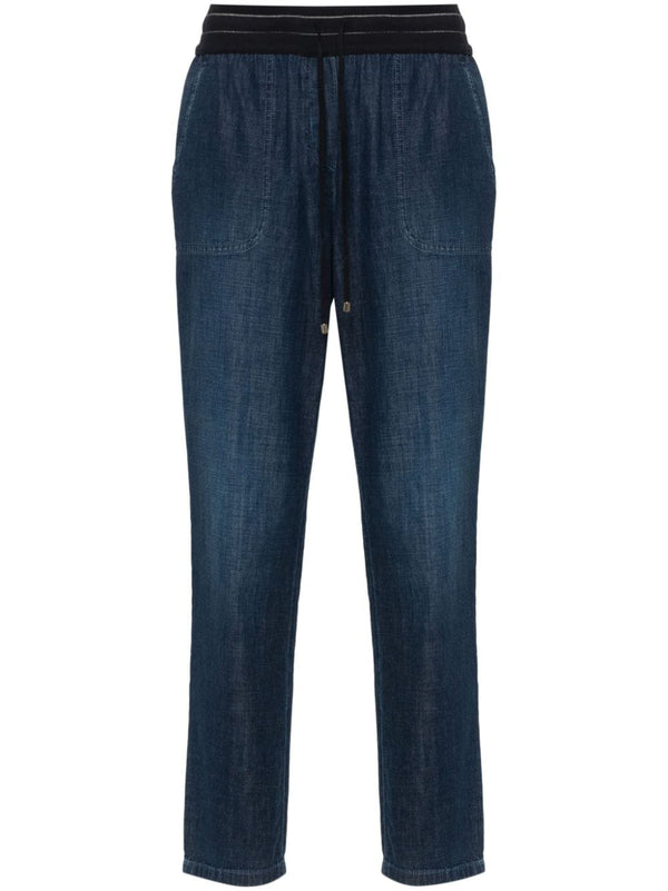 drawstring tapered jeans