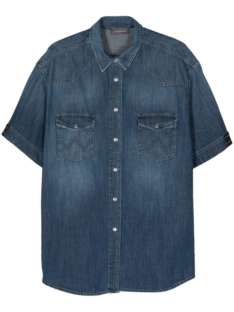 short-sleeve denim shirt