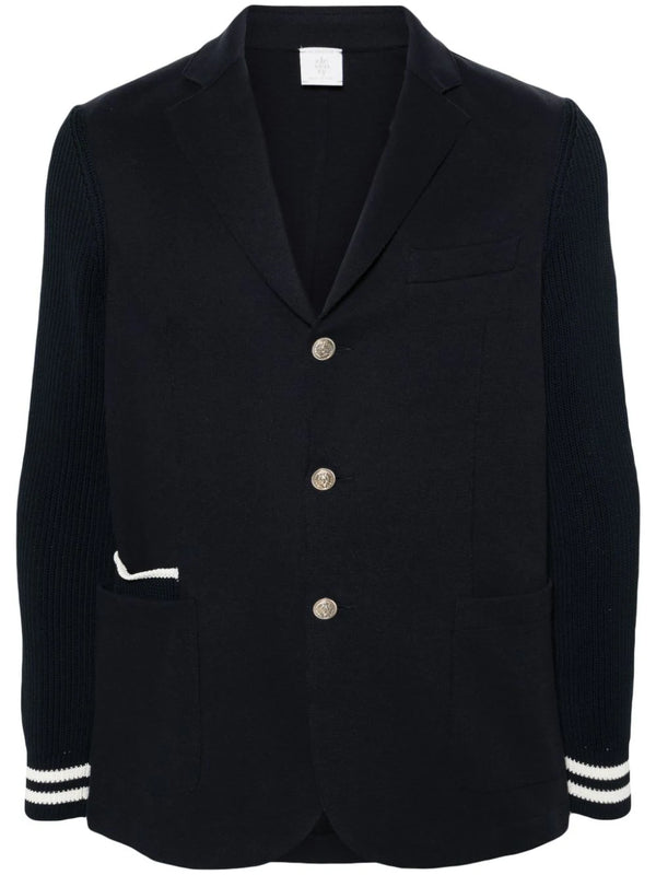 knitted-sleeves single-breasted blazer